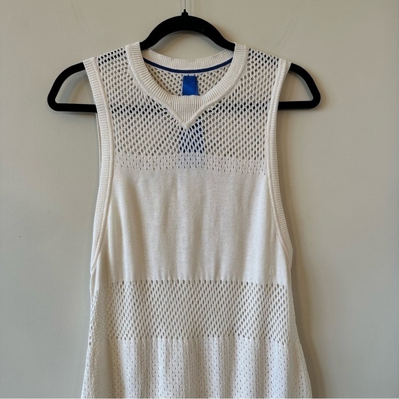 Kit & Ace-Open Knit Cream Long Sleeveless Lightweight Silk Cashmere Blend Vest - Picture 5 of 11